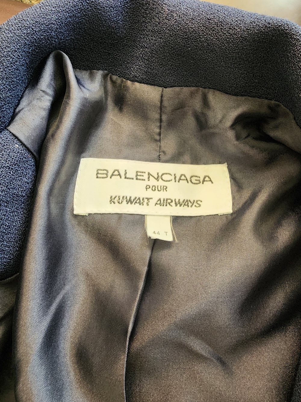 Balenciaga Navy Textured Blazer with Satin Lining